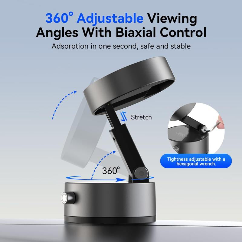 Vacuum Magnetic Suction Phone Holder, Upgraded 360° Adjustable Suction Cup Car Phone Mount, Hands-Free Cell Phone Holder for Car/Gym/Mirror/Smooth Surface, Compatible with Iphone 16/15/14/13/12 Series
