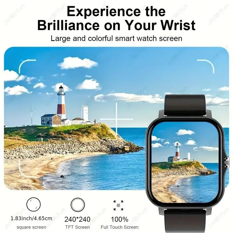 1.83-Inch High-Definition Touchscreen Smartwatch with Pink Strap - Making/Answering Calls, Step and Calorie Trackers, SMS Alerts, Weather Updates, Music Control, USB Charging, Suitable for Android and Iphone - Perfect for Outdoor Activities