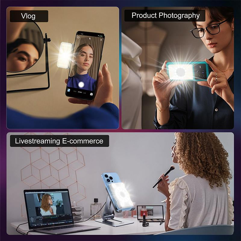 Magnetic Power Bank , Wireless Portable Charger, LED Fill Light, Selfie Light ,Compatible with Iphone 15/15 Plus/15 Pro/15 Pro Max, Iphone 14/13/12 Series and More. Luz Para Usb Charging Portable Charger Iphone Compact Adjustable
