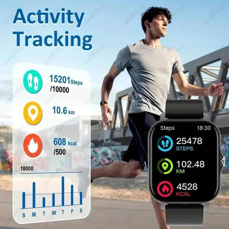 1.83-Inch High-Definition Touchscreen Smartwatch with Pink Strap - Making/Answering Calls, Step and Calorie Trackers, SMS Alerts, Weather Updates, Music Control, USB Charging, Suitable for Android and Iphone - Perfect for Outdoor Activities