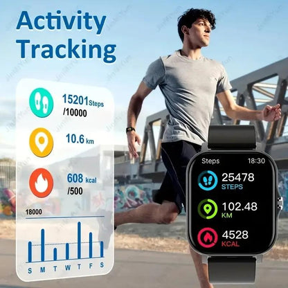 1.83-Inch High-Definition Touchscreen Smartwatch with Pink Strap - Making/Answering Calls, Step and Calorie Trackers, SMS Alerts, Weather Updates, Music Control, USB Charging, Suitable for Android and Iphone - Perfect for Outdoor Activities