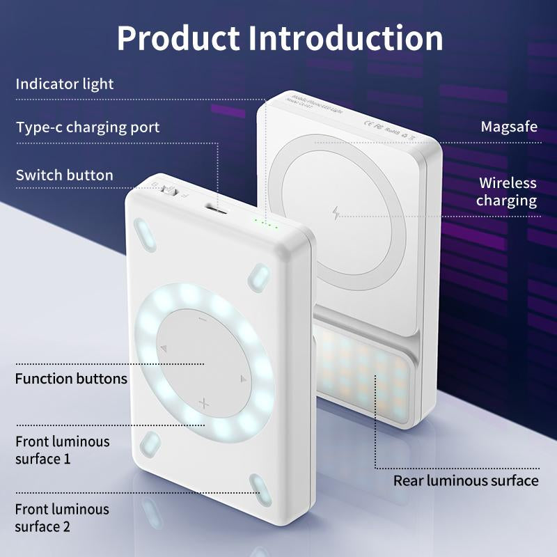 Magnetic Power Bank , Wireless Portable Charger, LED Fill Light, Selfie Light ,Compatible with Iphone 15/15 Plus/15 Pro/15 Pro Max, Iphone 14/13/12 Series and More. Luz Para Usb Charging Portable Charger Iphone Compact Adjustable