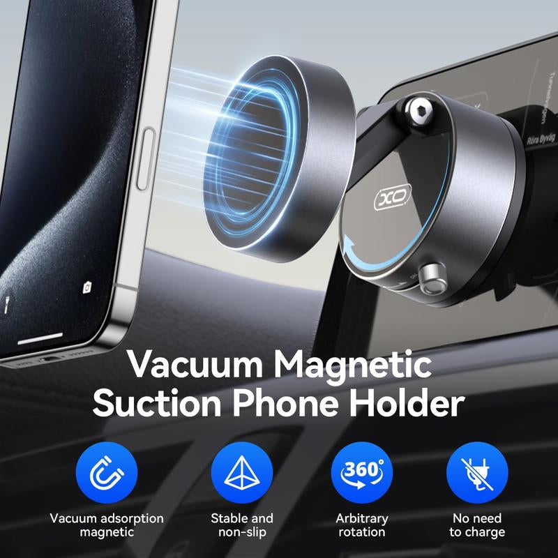 Vacuum Magnetic Suction Phone Holder, Upgraded 360° Adjustable Suction Cup Car Phone Mount, Hands-Free Cell Phone Holder for Car/Gym/Mirror/Smooth Surface, Compatible with Iphone 16/15/14/13/12 Series