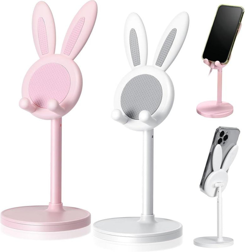 Adjustable Bunny Ear Mobile Phone Holder Compatible with All Phones in Pink & White Colors Phone Grip Holder Phone Stand Life Cell Phone