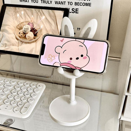 Adjustable Bunny Ear Mobile Phone Holder Compatible with All Phones in Pink & White Colors Phone Grip Holder Phone Stand Life Cell Phone