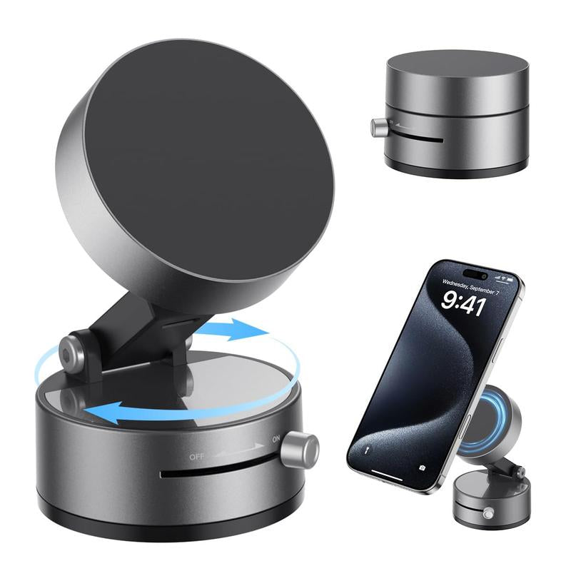 Vacuum Magnetic Suction Phone Holder, Upgraded 360° Adjustable Suction Cup Car Phone Mount, Hands-Free Cell Phone Holder for Car/Gym/Mirror/Smooth Surface, Compatible with Iphone 16/15/14/13/12 Series