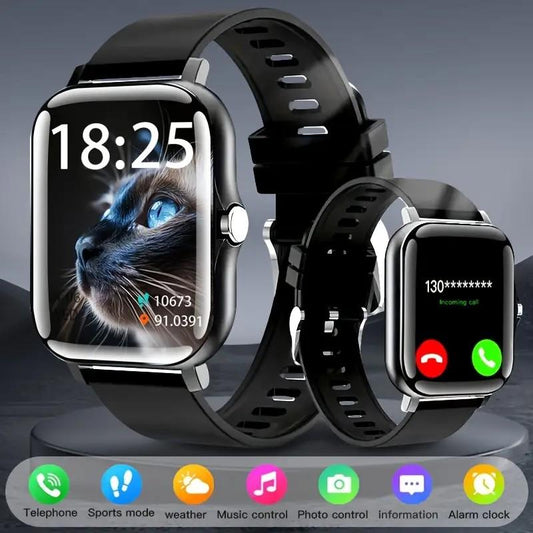 1.83-Inch High-Definition Touchscreen Smartwatch with Pink Strap - Making/Answering Calls, Step and Calorie Trackers, SMS Alerts, Weather Updates, Music Control, USB Charging, Suitable for Android and Iphone - Perfect for Outdoor Activities