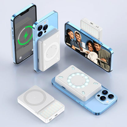 Magnetic Power Bank , Wireless Portable Charger, LED Fill Light, Selfie Light ,Compatible with Iphone 15/15 Plus/15 Pro/15 Pro Max, Iphone 14/13/12 Series and More. Luz Para Usb Charging Portable Charger Iphone Compact Adjustable